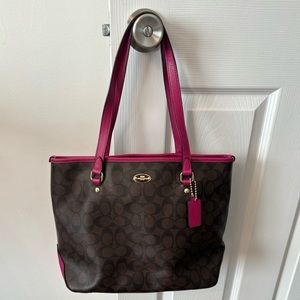 Pink and Brown Coach Bag